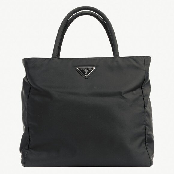 Prada Black Tessuto Nylon Logo-Plaque Tote - Picture 1 of 11